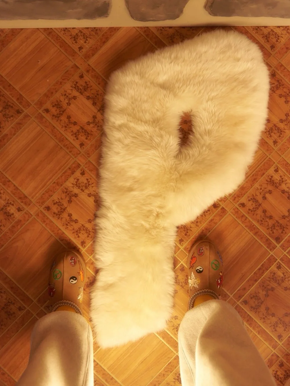 Palace x UGG Cream Sheepskin Fur Throw Rug